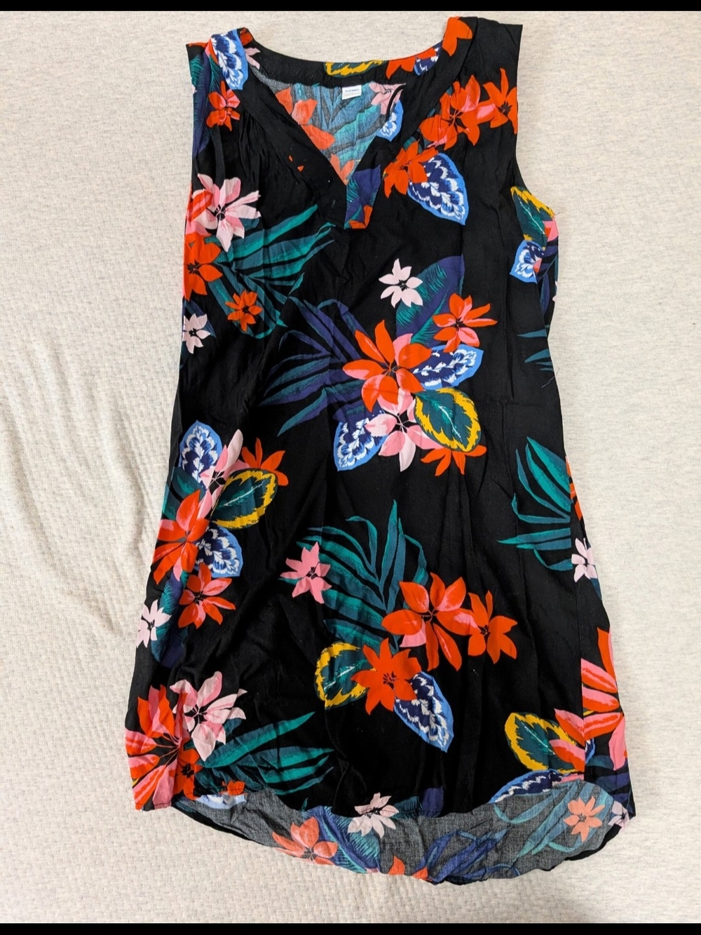 Old Navy Black Tropical Floral Mini Dress